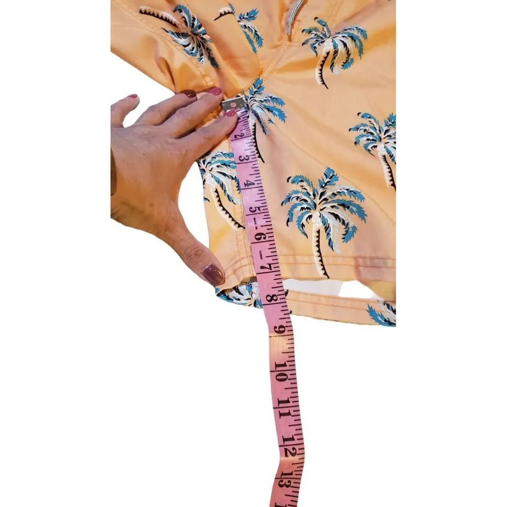 Rip Curl LayDays Swim Trunks‎ Size Medium Elastic Waistband Orange Palm Trees